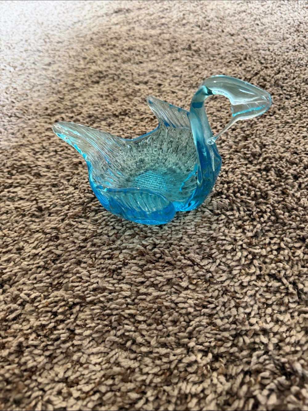 Glass Swan Bowl - Blue Decorative Home Art